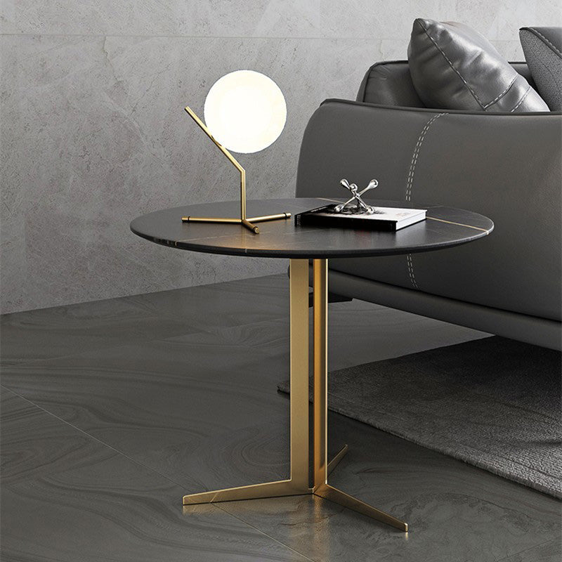 Contemporary Metal Corner Table Pedestal Round Side Accent Table with Pedestal Base