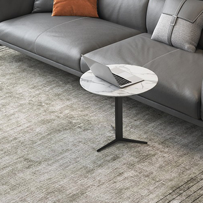Contemporary Metal Corner Table Pedestal Round Side Accent Table with Pedestal Base