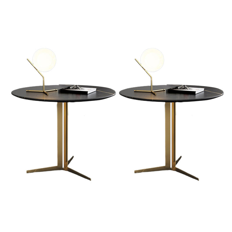 Contemporary Metal Corner Table Pedestal Round Side Accent Table with Pedestal Base