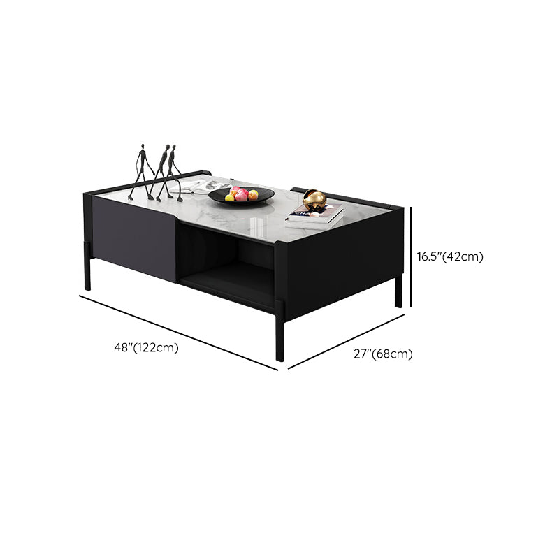 4 Legs Coffee or End Table Slate with Storage Drawers Rectangle