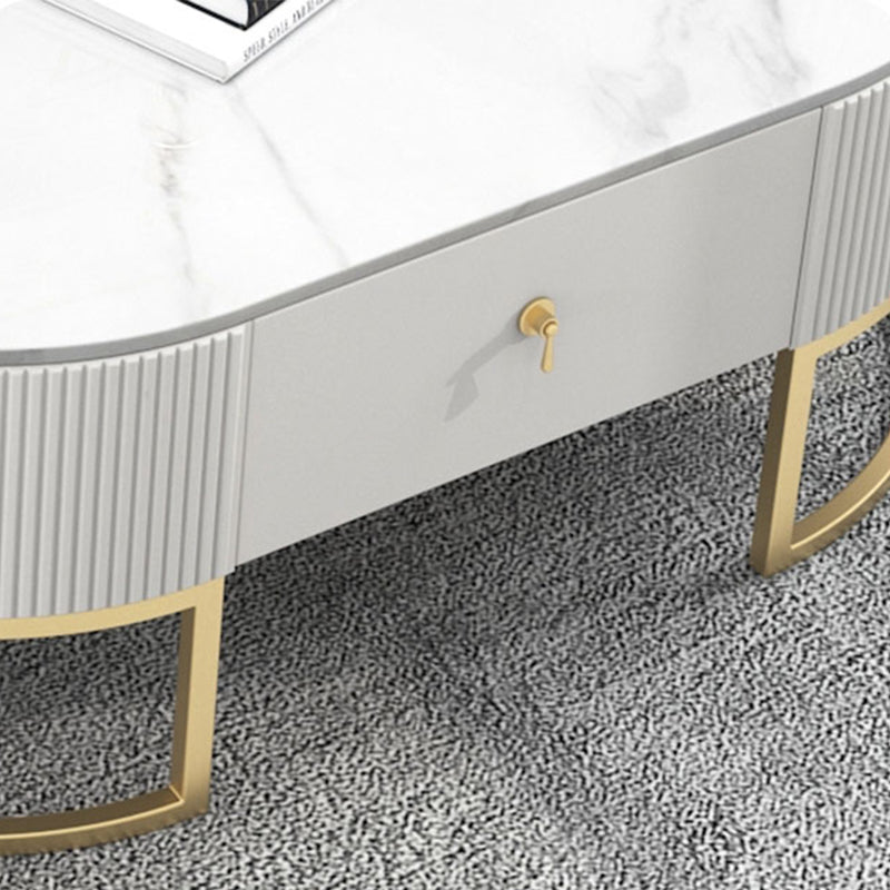Slate Top Coffee or End Table with Storage Drawers Oval Frame