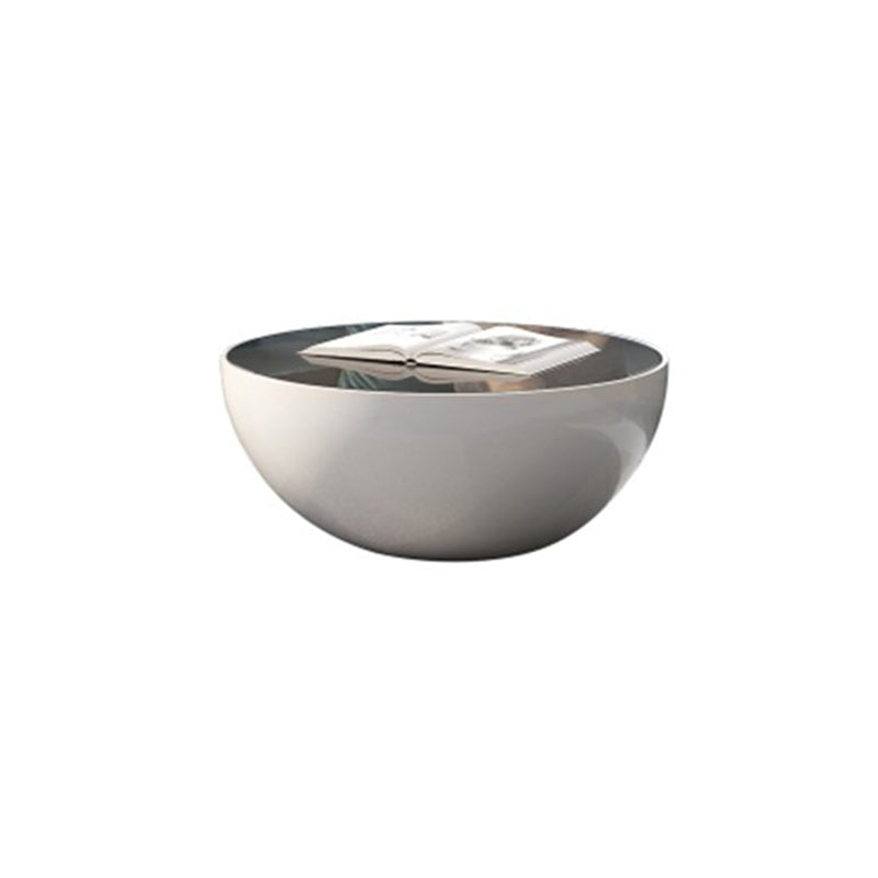Abstract Coffee Cocktail Table with Trunk Storage Modern Round Glass Top
