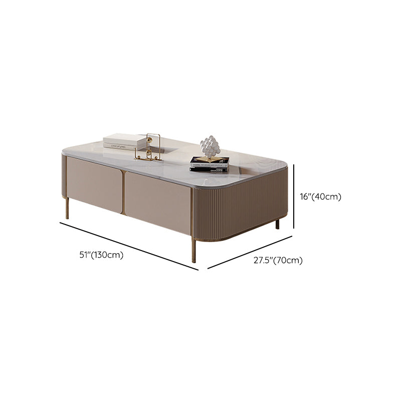 Slate Top Coffee Table with Storage Drawers and 4 Legs Rectangle