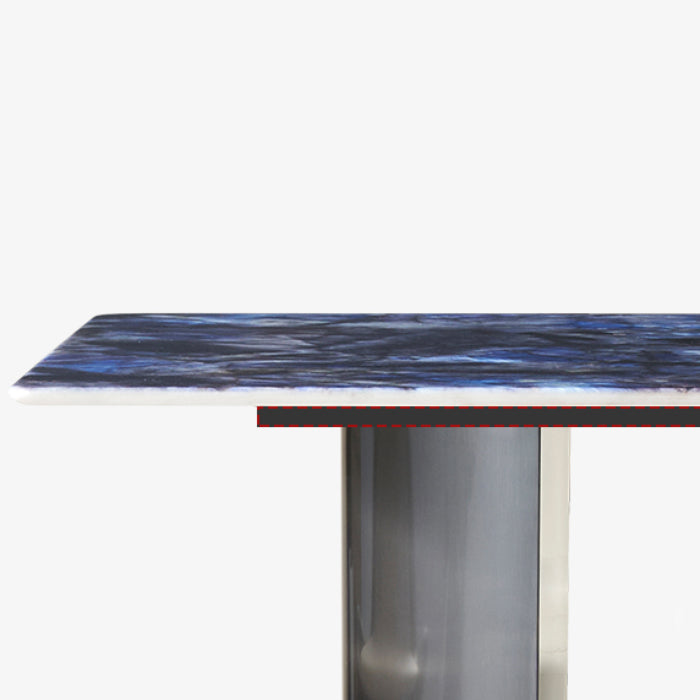 Simplicity Style Rectangle Stone Fixed Dinner Table with Double Pedestal