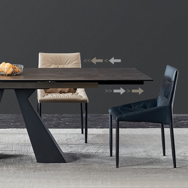 Rectangular Extendable Dining Table Modern Grey Stone Table Top for Dining Room