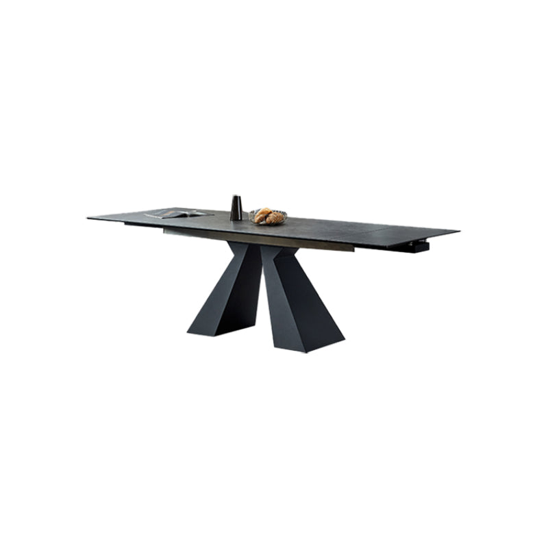 Rectangular Extendable Dining Table Modern Grey Stone Table Top for Dining Room