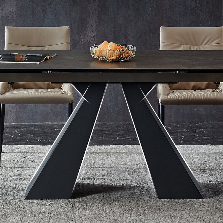 Rectangular Extendable Dining Table Modern Grey Stone Table Top for Dining Room