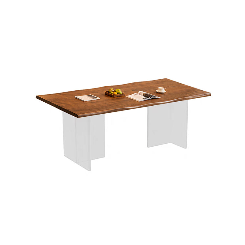 Modern Style Rectangle Solid Wood Dining Table with Double Pedestal