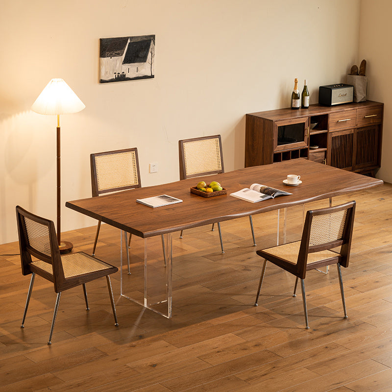 Modern Style Rectangle Solid Wood Dining Table with Double Pedestal