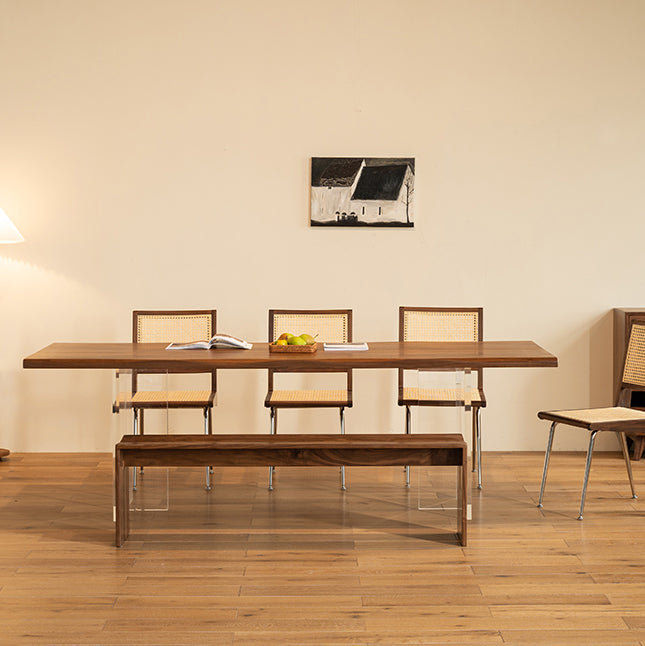 Modern Style Rectangle Solid Wood Dining Table with Double Pedestal
