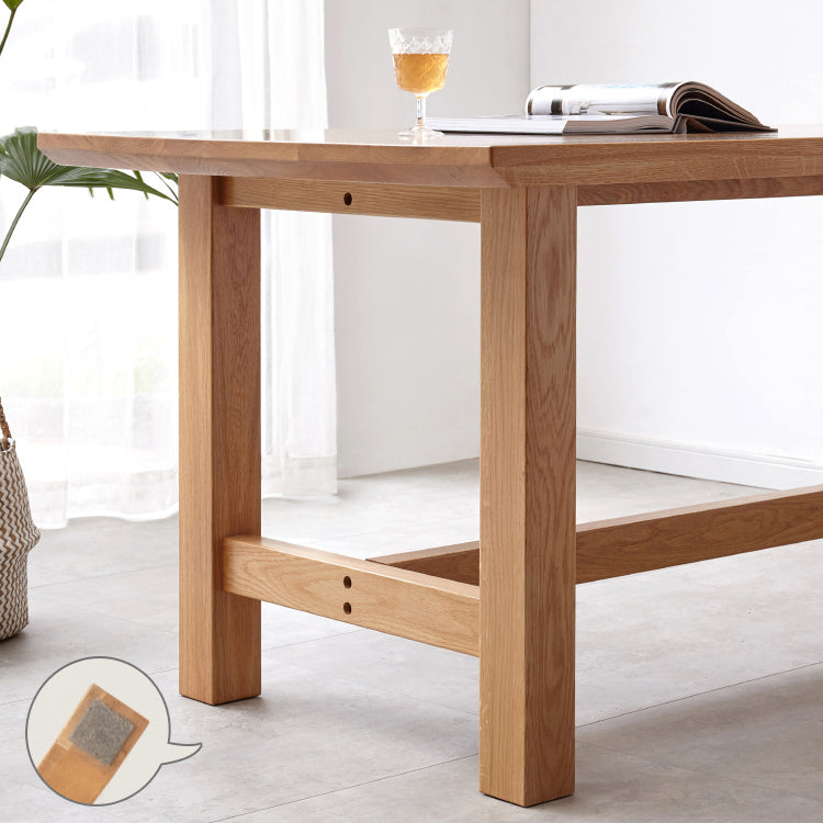 Natural Color Rectangle Solid Wood Dining Table with Trestle Base