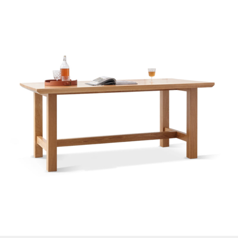 Natural Color Rectangle Solid Wood Dining Table with Trestle Base