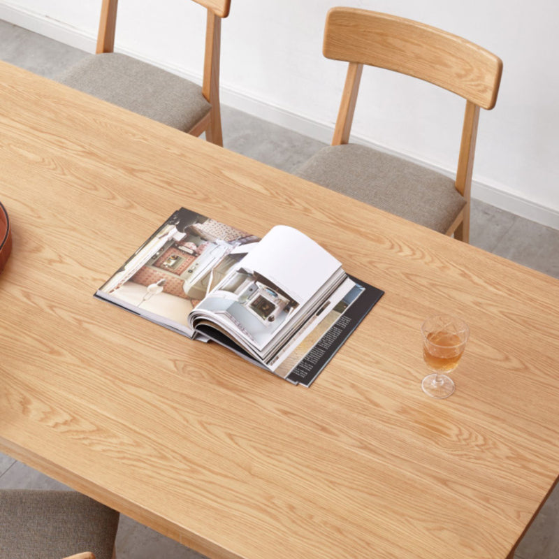 Natural Color Rectangle Solid Wood Dining Table with Trestle Base