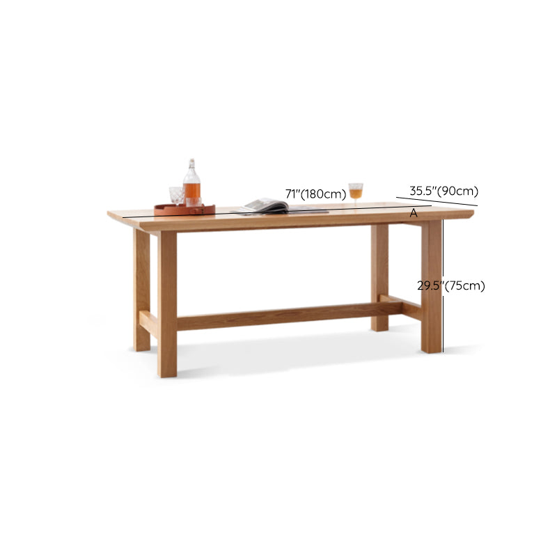 Natural Color Rectangle Solid Wood Dining Table with Trestle Base