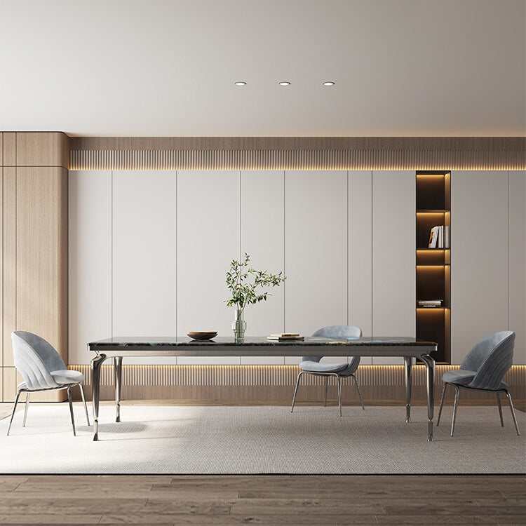 1/4/7 Pieces Modern Stone Top Rectangle Stainless Steel Base Dining Set for Home