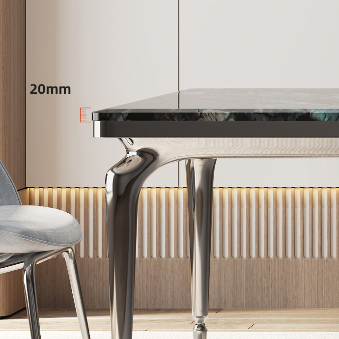 1/4/7 Pieces Modern Stone Top Rectangle Stainless Steel Base Dining Set for Home