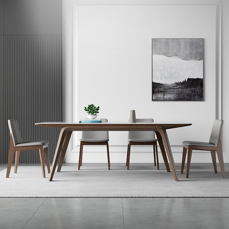 5/7 Pcs Contemporary Stone Rectangle Shape Dinette Table with Upholstered Chair