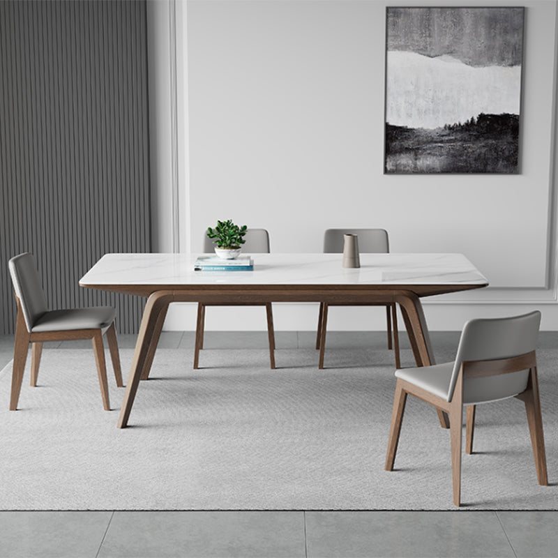 5/7 Pcs Contemporary Stone Rectangle Shape Dinette Table with Upholstered Chair