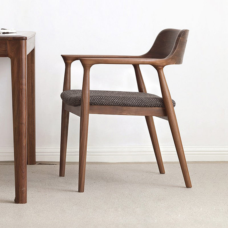Modern Armrest Backrest Cushion Chair with Wood Legs for Dining Room
