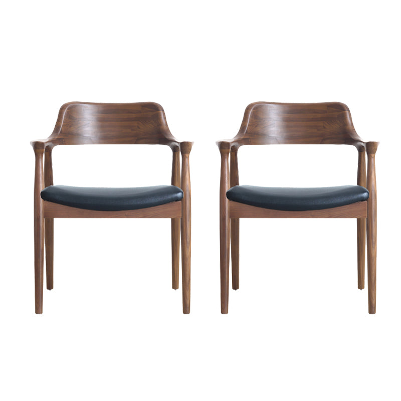 Modern Armrest Backrest Cushion Chair with Wood Legs for Dining Room