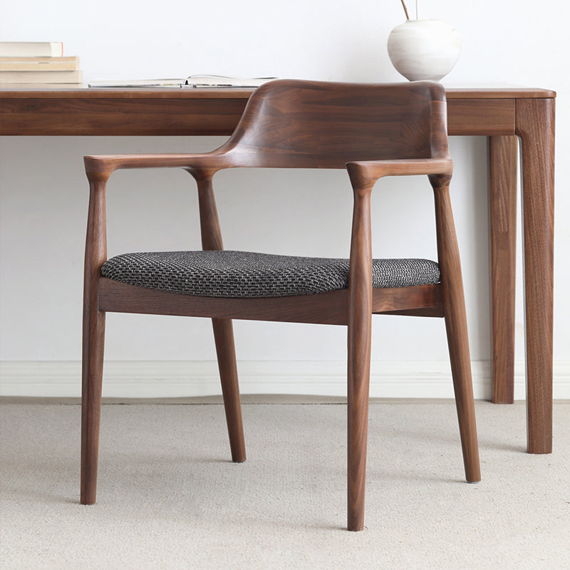 Modern Armrest Backrest Cushion Chair with Wood Legs for Dining Room