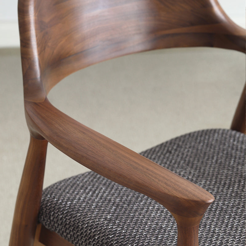 Modern Armrest Backrest Cushion Chair with Wood Legs for Dining Room