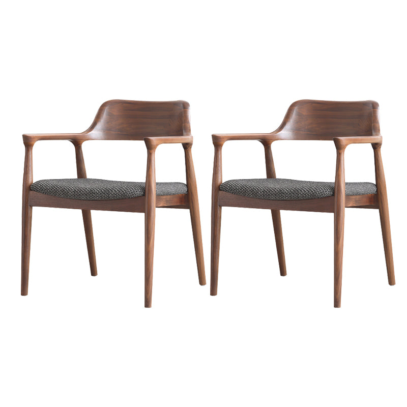 Modern Armrest Backrest Cushion Chair with Wood Legs for Dining Room