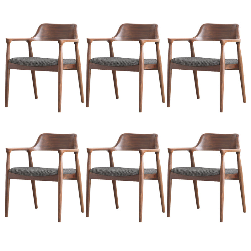 Modern Armrest Backrest Cushion Chair with Wood Legs for Dining Room