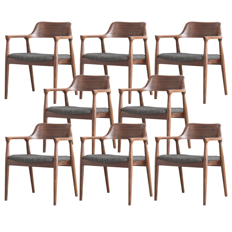 Modern Armrest Backrest Cushion Chair with Wood Legs for Dining Room