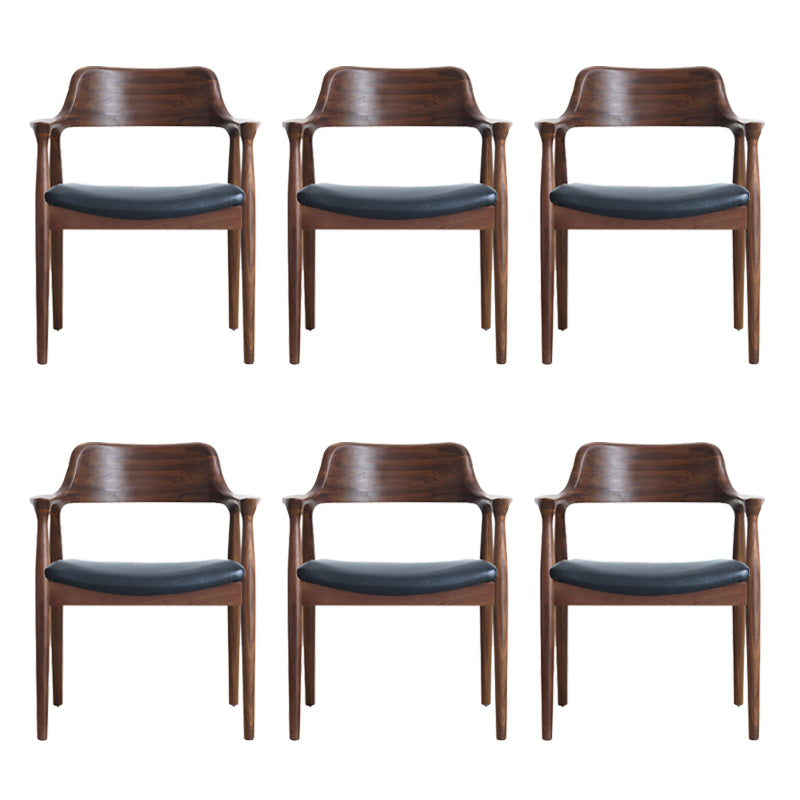 Modern Armrest Backrest Cushion Chair with Wood Legs for Dining Room