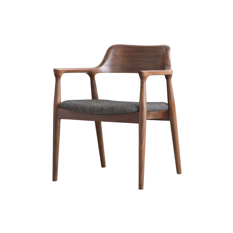 Modern Armrest Backrest Cushion Chair with Wood Legs for Dining Room