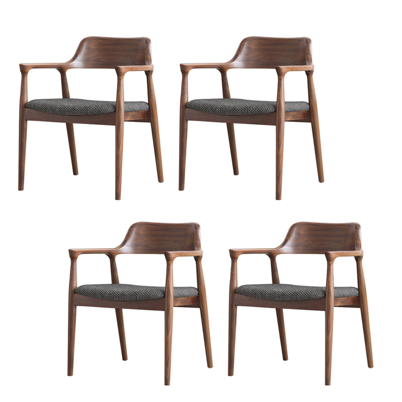 Modern Armrest Backrest Cushion Chair with Wood Legs for Dining Room