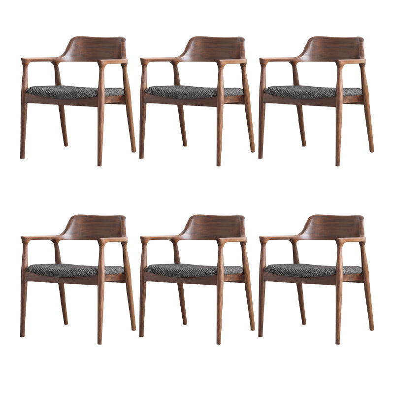 Modern Armrest Backrest Cushion Chair with Wood Legs for Dining Room