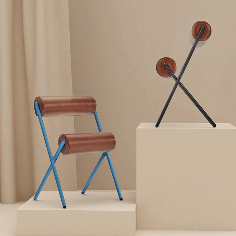 Nordic Stackable Backrest Cushion Chair with Metal Legs for Living Room
