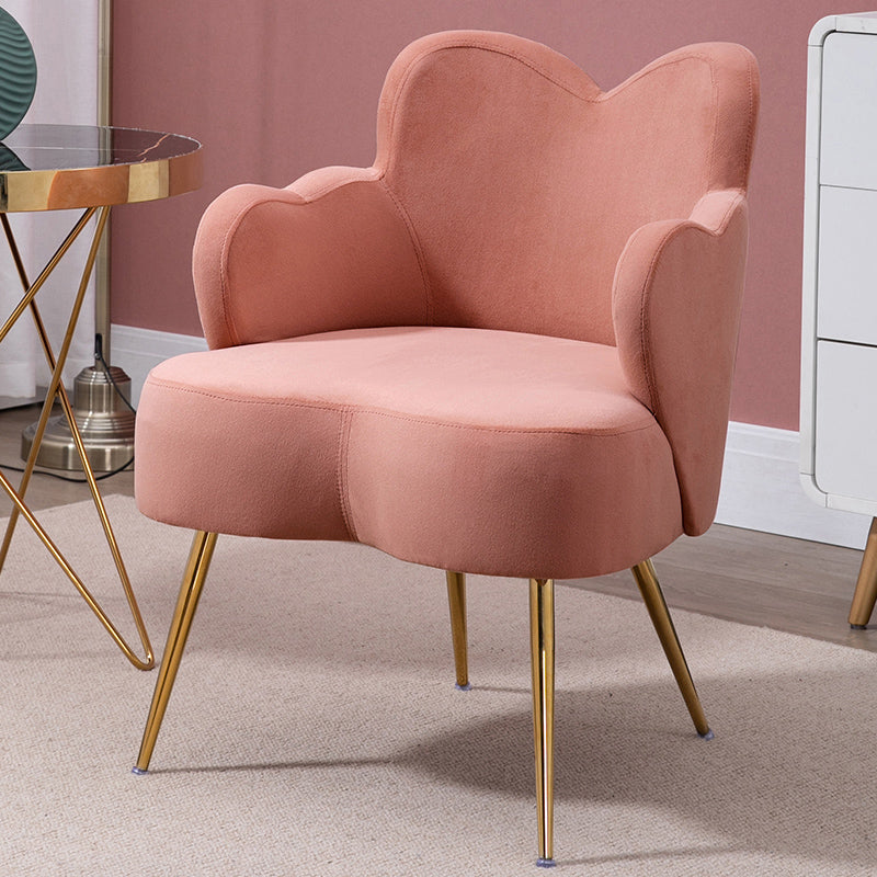 Glam Armrest Backrest Cushion Chair with Metal Legs for Hotel