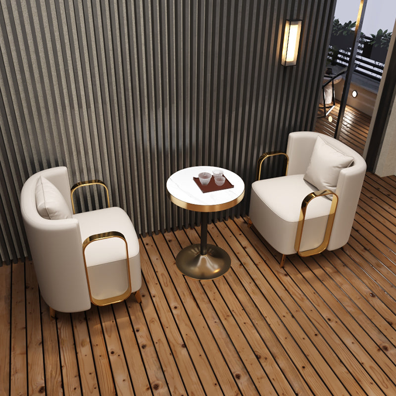 Glam Armrest Backrest Cushion Chair with Metal Legs for Balcony