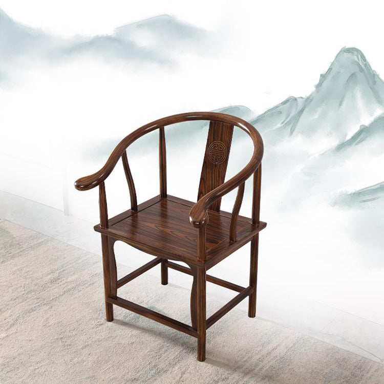 Traditional Style Arm Chair Solid Wood Slat Back Dining Chair for Home