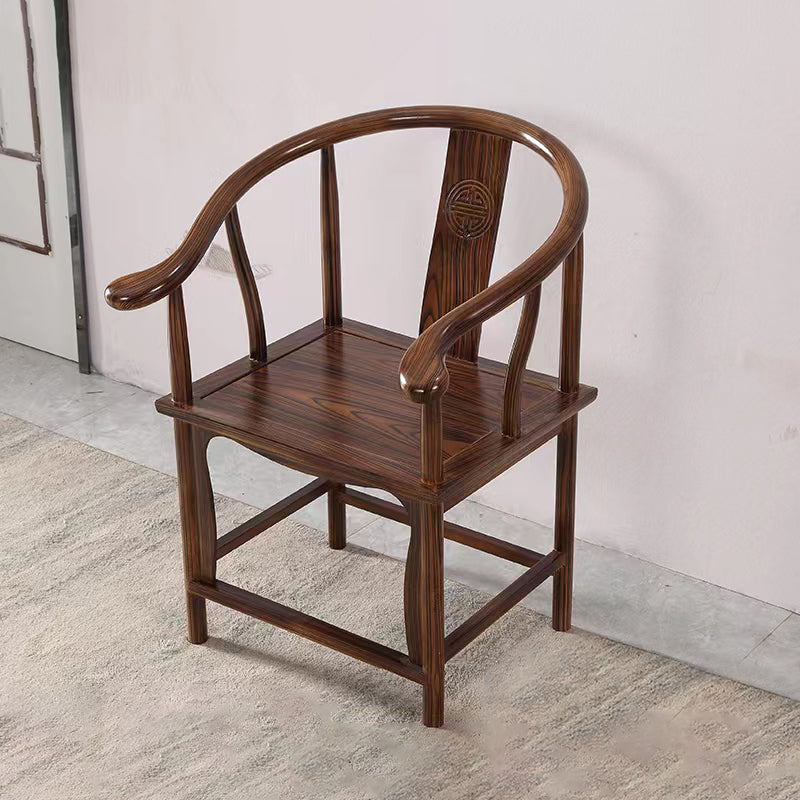 Traditional Style Arm Chair Solid Wood Slat Back Dining Chair for Home