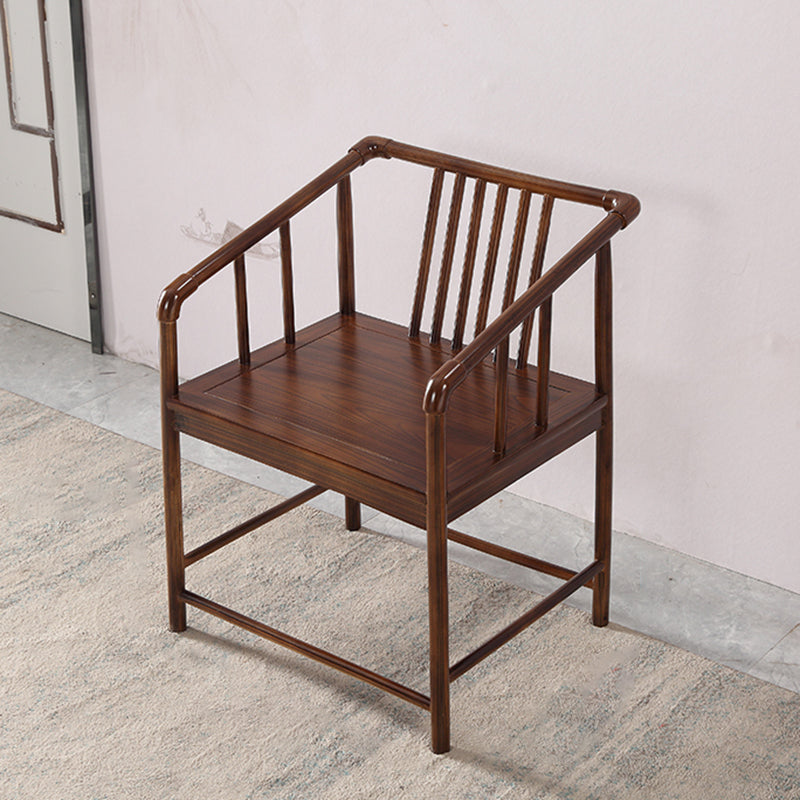 Traditional Style Arm Chair Solid Wood Slat Back Dining Chair for Home