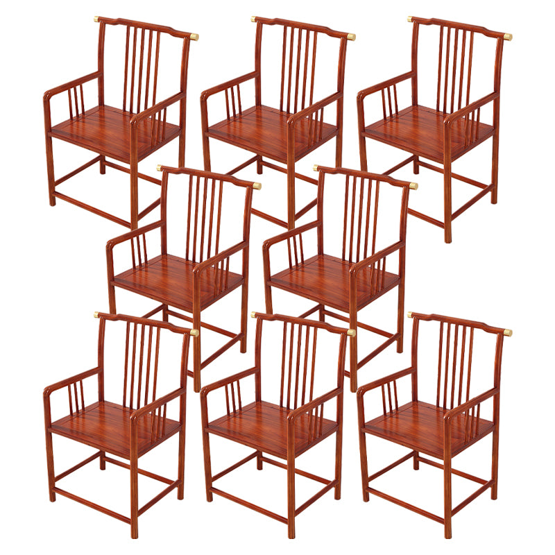 Traditional Style Arm Chair Solid Wood Slat Back Dining Chair for Home