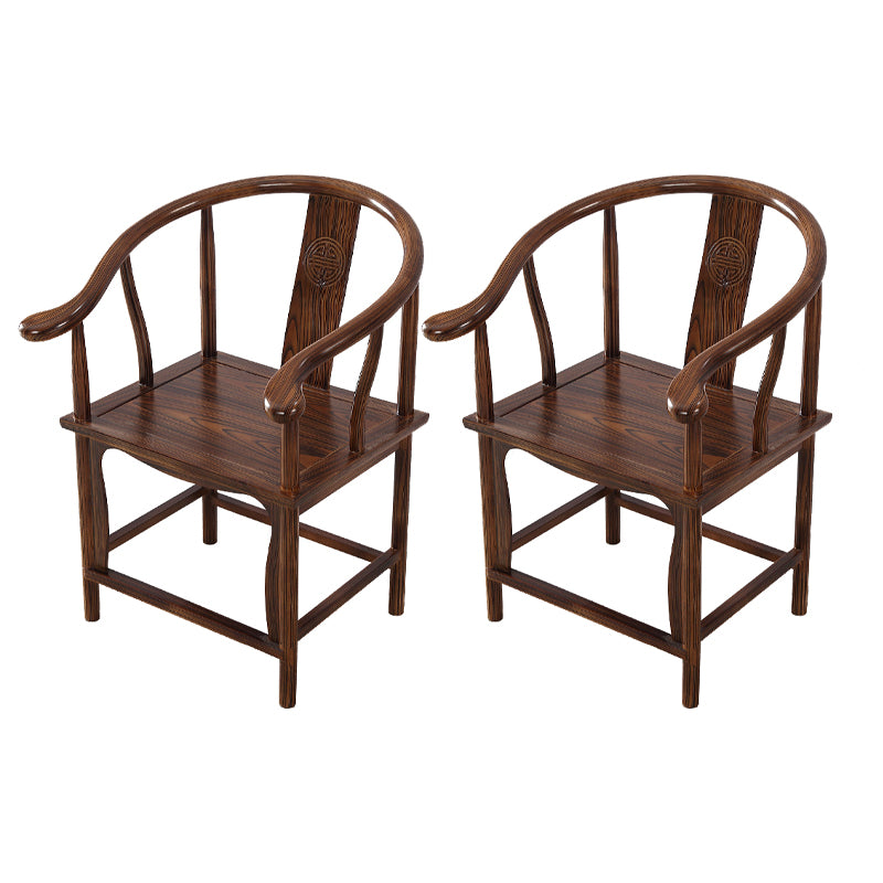 Traditional Style Arm Chair Solid Wood Slat Back Dining Chair for Home