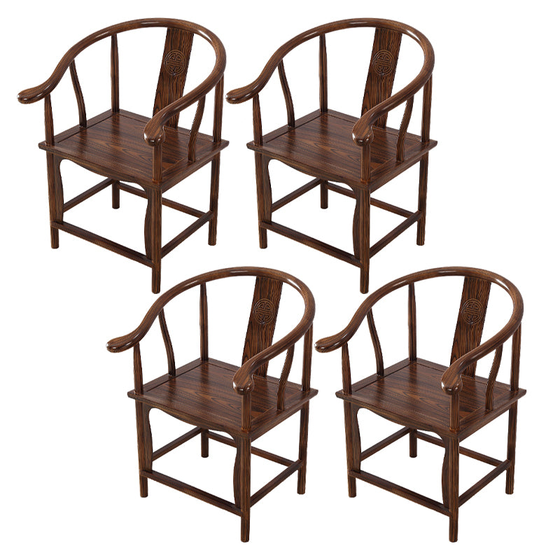 Traditional Style Arm Chair Solid Wood Slat Back Dining Chair for Home