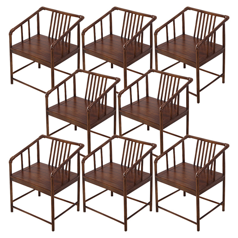 Traditional Style Arm Chair Solid Wood Slat Back Dining Chair for Home
