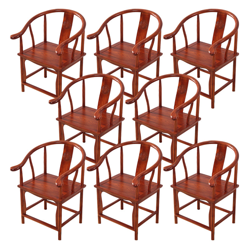 Traditional Style Arm Chair Solid Wood Slat Back Dining Chair for Home