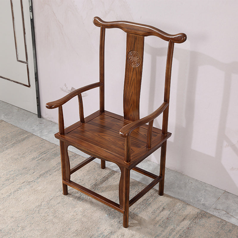 Traditional Style Arm Chair Solid Wood Slat Back Dining Chair for Home