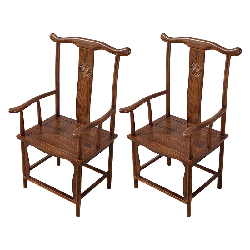 Traditional Style Arm Chair Solid Wood Slat Back Dining Chair for Home