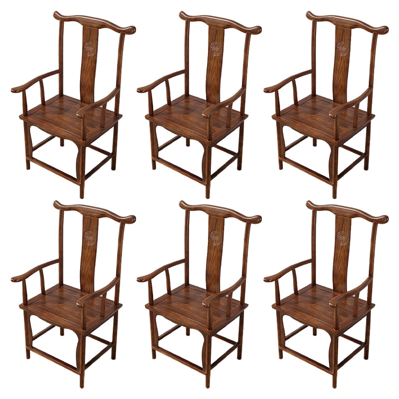 Traditional Style Arm Chair Solid Wood Slat Back Dining Chair for Home