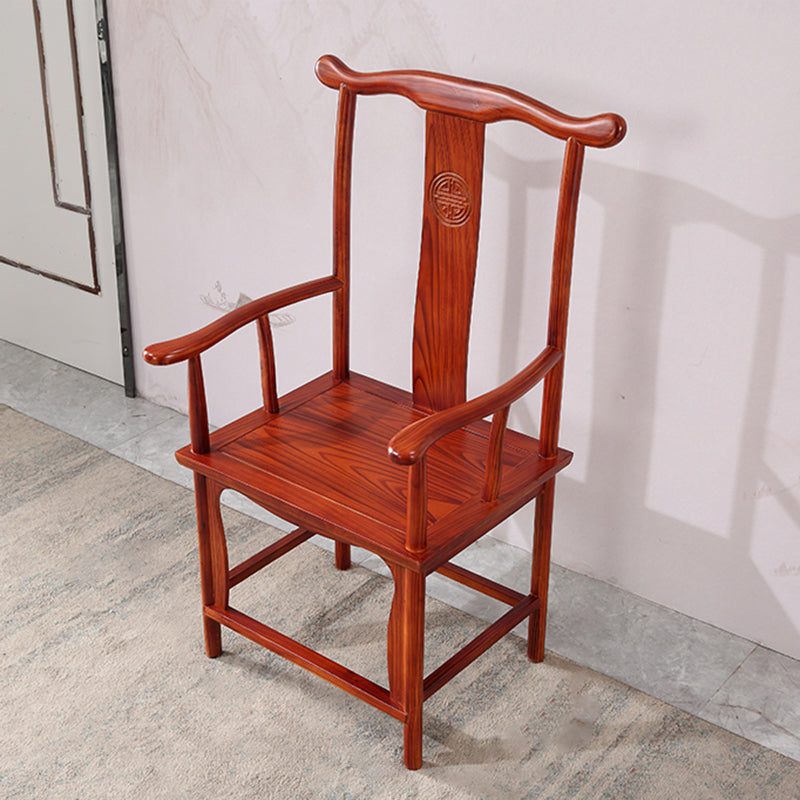 Traditional Style Arm Chair Solid Wood Slat Back Dining Chair for Home