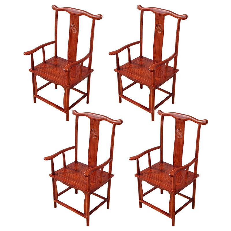 Traditional Style Arm Chair Solid Wood Slat Back Dining Chair for Home