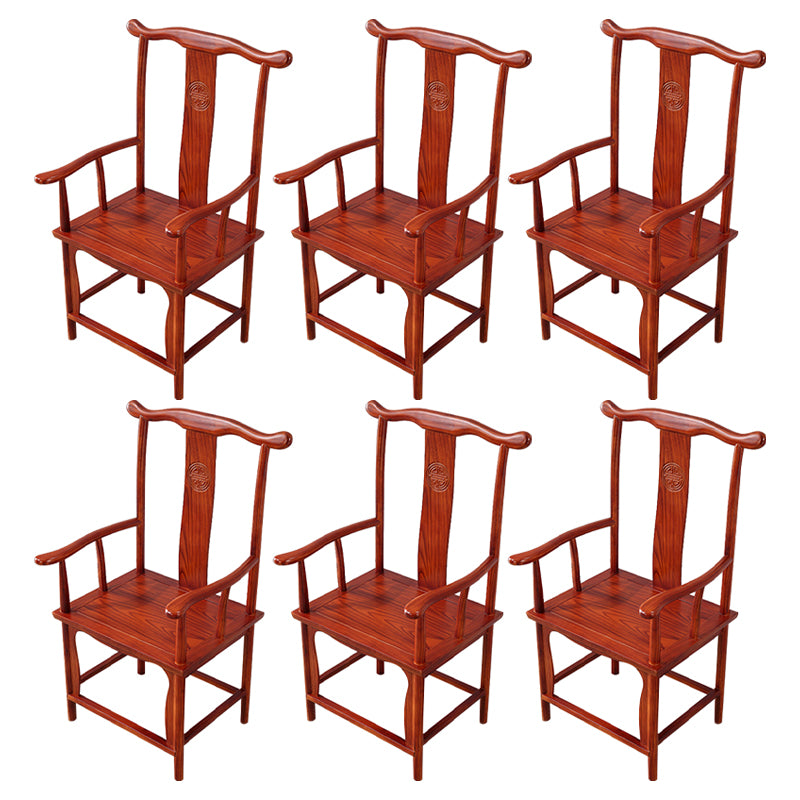 Traditional Style Arm Chair Solid Wood Slat Back Dining Chair for Home